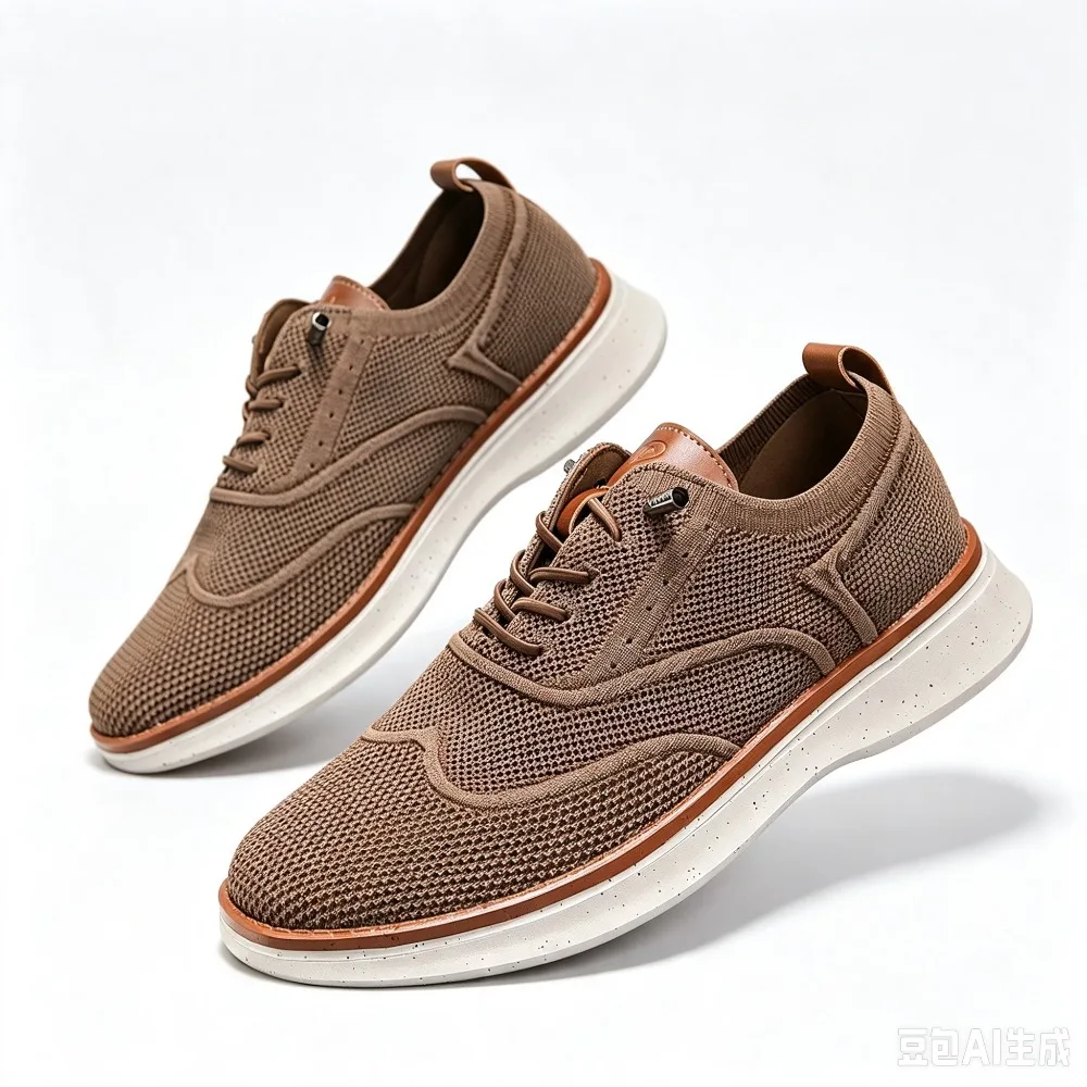 Men's Knit Wingtip Oxford Shoes Breathable Fly Woven Brogue Dress Sneakers Lightweight Platform Casual Business Walking Shoes
