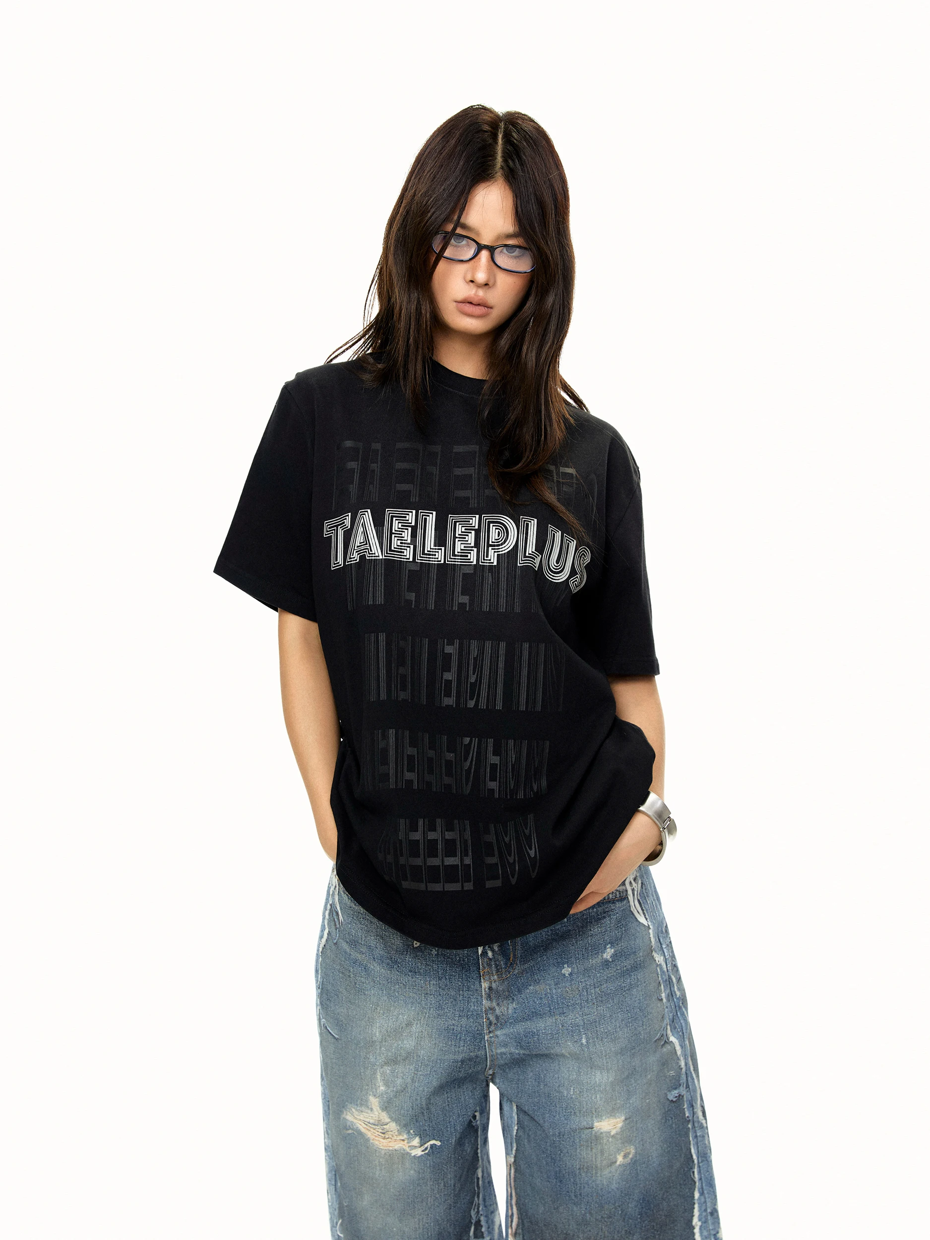 American Style Loose Fit round Neck Short Sleeve T-Shirt Letter Print Slimming Fashionable Couple High-End Feeling Top
