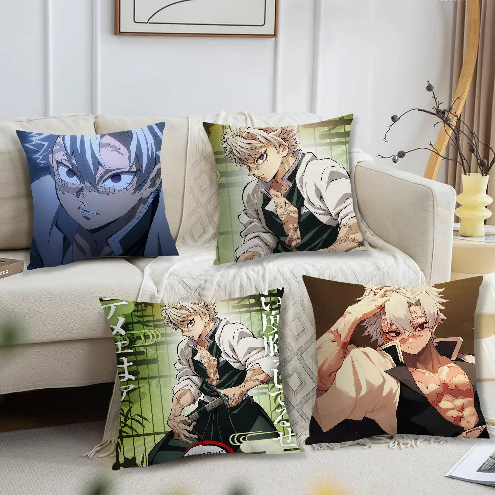 D-Demon S-Slayer Anime S-Shinazugawa S-Sanemis Pillow Case Square Cushion Room Bedroom Headboard Sofa Living Backrest Car