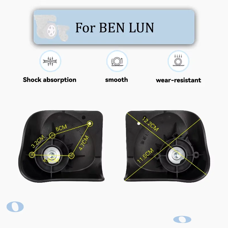 

For BEN LUN F-02 Anti-Shock Luggage Replacement Wheels Smooth Rolling Swivel Casters Universal Fit Suitcase Repair Kit