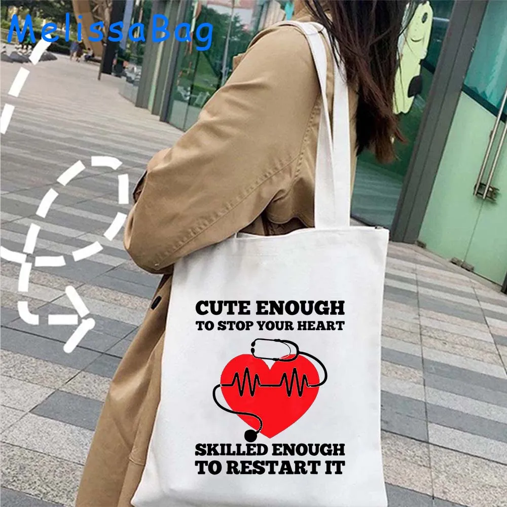 Funny ER LD Nurse Gift Kawaii Shopper Tote Bag BLOOD Medical Doctor Nursing Life Caring Anatomy Printed Harajuku Canvas Handbag