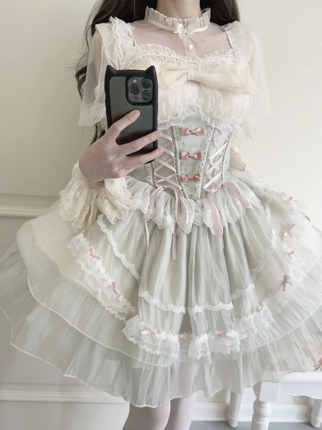 

Japanese Victorian Lolita Princess Dress Women Elegant Bow Lace Mesh Evening Party Flower Wedding Dresses Girls Sweet Vestidos