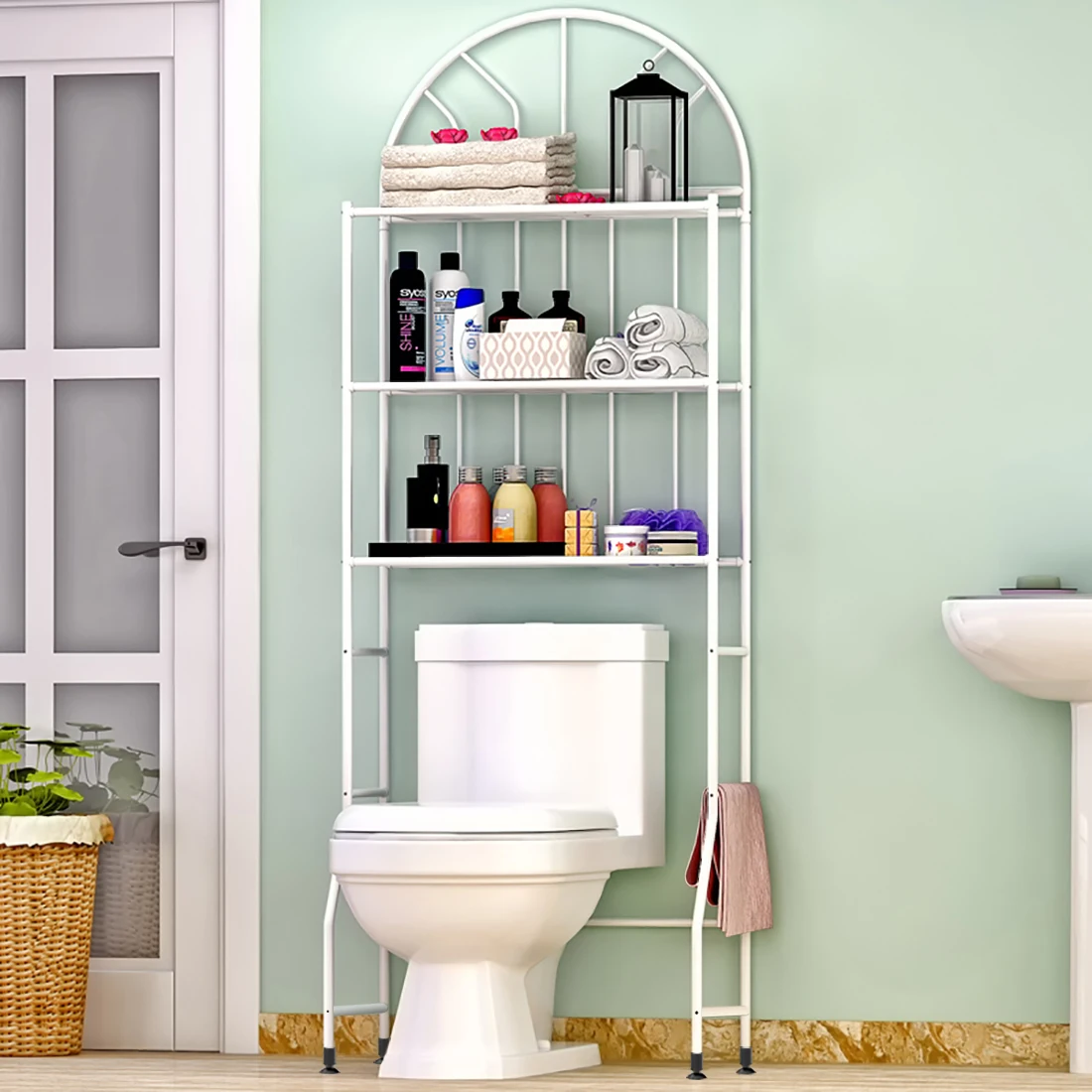 

3 Shelf Bathroom Space Saver,Over The Toilet Rack,Bathroom Corner Stand Storage Racks Organizer Accessories,The Washing Machine