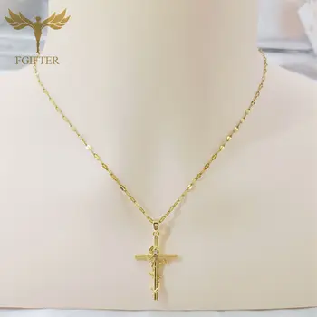 Collane con ciondolo a croce con rosa vintage per donne e ragazze, collane di lusso in acciaio inossidabile e rame, gioielli, accessori dorati 10 best sales accessori donna di lusso - №7