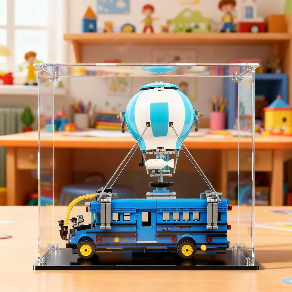 Acrylic display case for lego 77073 bricks set display box for Fortnite Battle Bus Building block dustproof clear showcase view 2