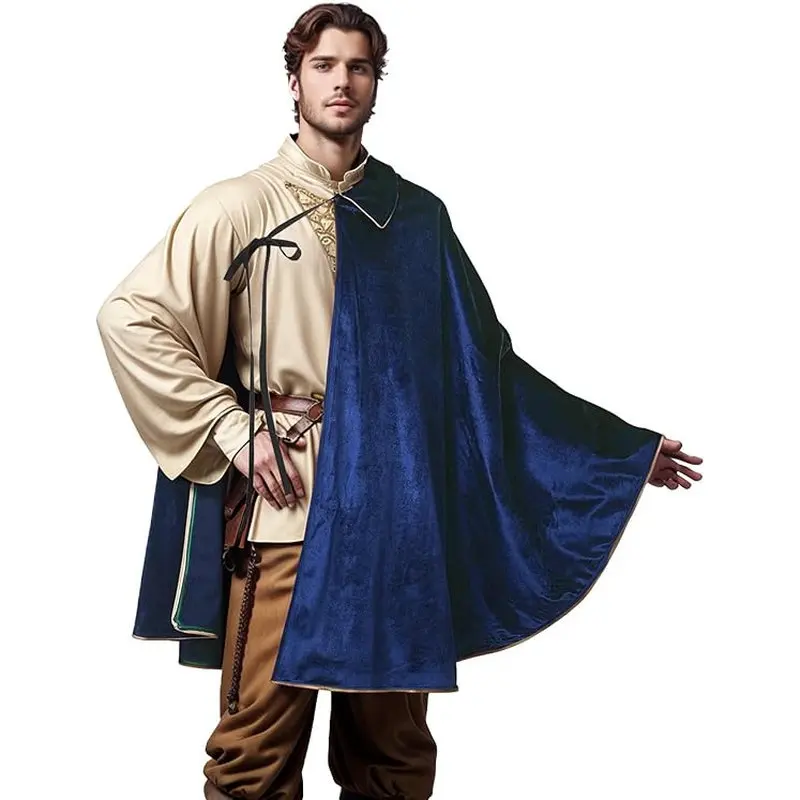 Capa de mosquetero Medieval Steampunk para hombre y mujer, chal de medio hombro, capa de samurái, capa de guerrero LARP, disfraz de Carnaval de Halloween