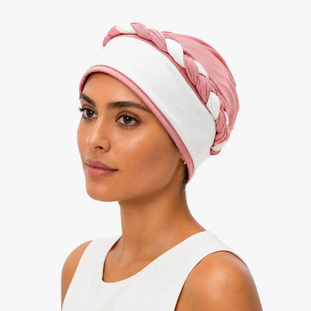 Stylish Pre-Tied Headwrap Breathable Lightweight Hair Cover Cap Braid Style Beanie Twist Hat Daily Wear