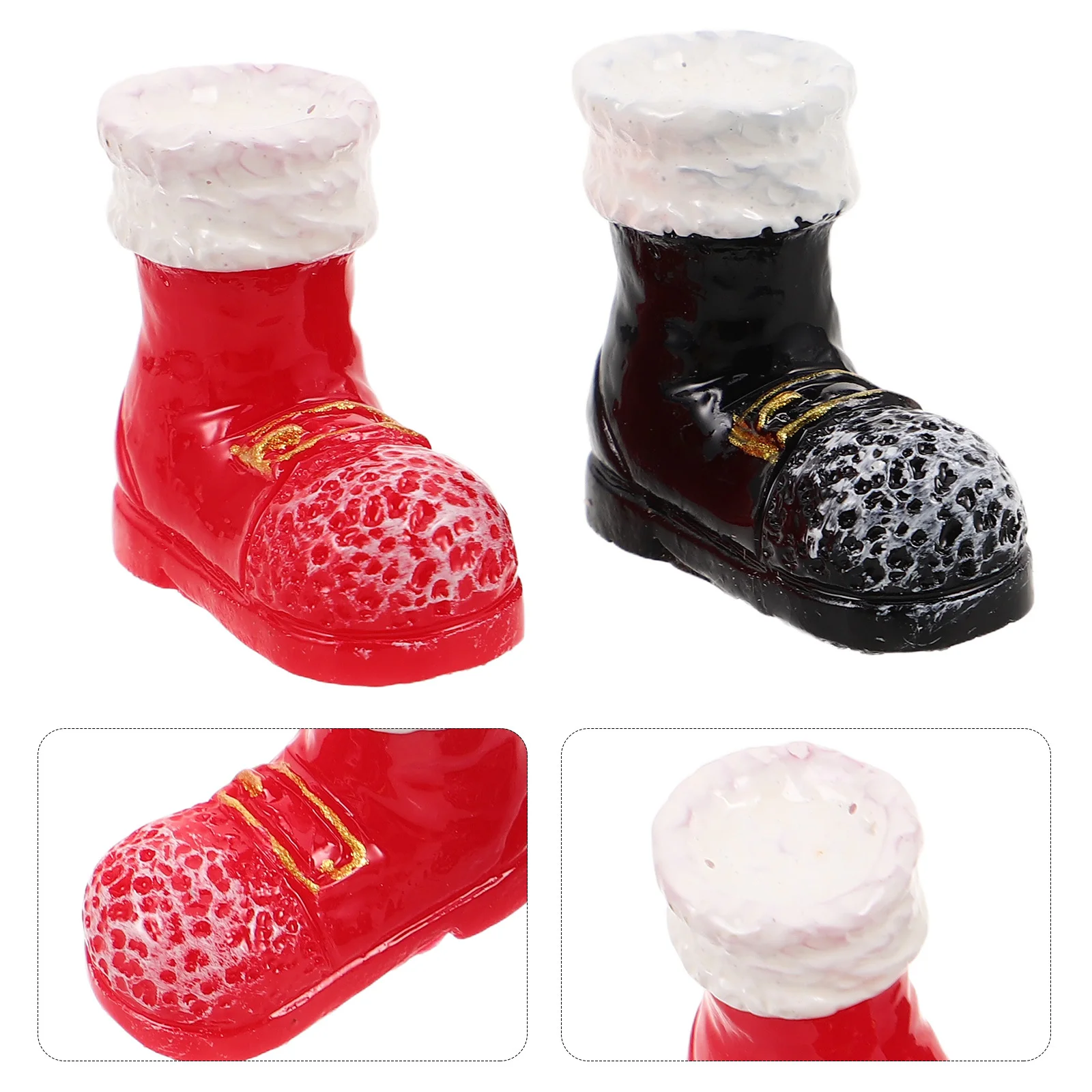 

20 шт., рождественские украшения, мини-сапожки Санта-Клауса, обувь для кукольного домика из смолы для праздничных поделок, миниатюрный дисплей для рабочего стола