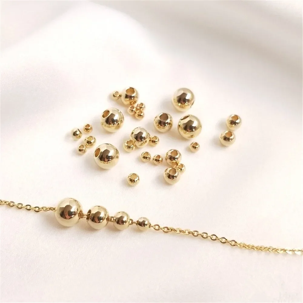 

10pcs 2.5/3/4mm14K Gold Plated Round beads loose beads DIY bracelet first jewelry handmade beaded material accessories
