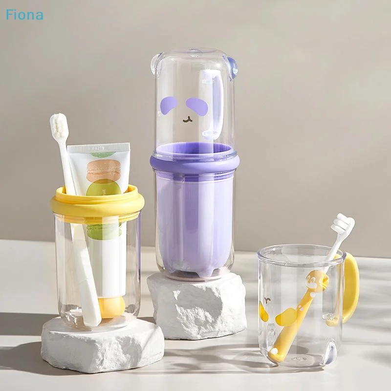 ☭Portable 2-in-1 Toothpaste Cup,Leak-Proof Toothbrush Organizer with Lid for Business Trips,Camping