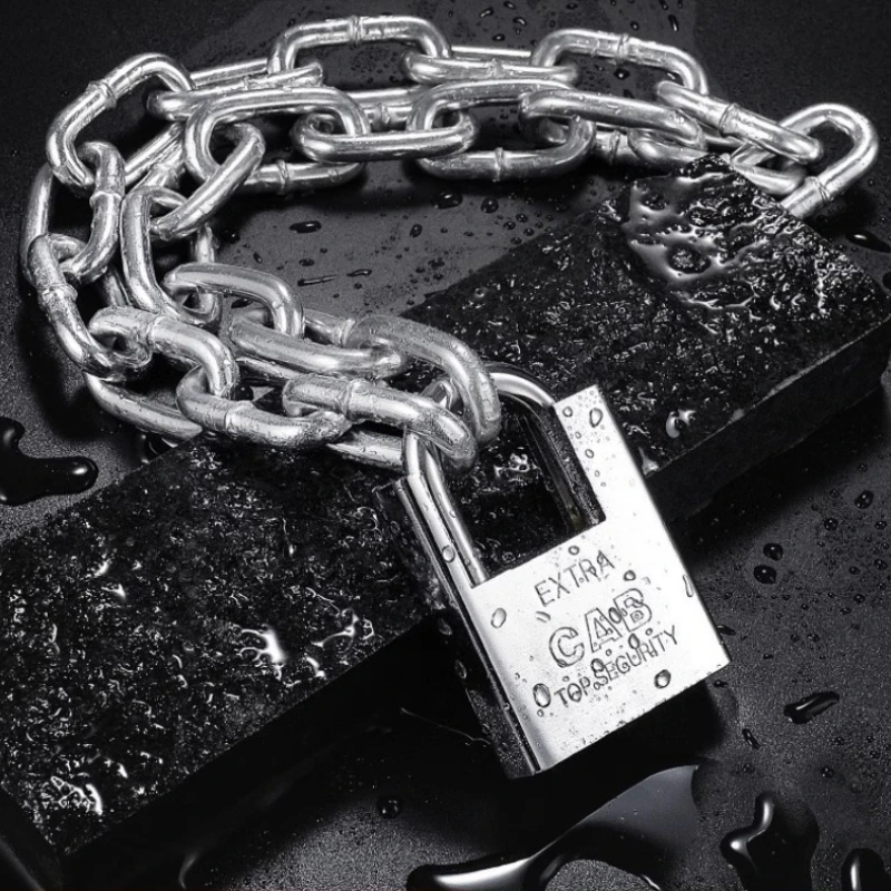 Heavy Duty Anti-theft Chain Key Padlock Anti Shearing Iron Chain Lock Door Tricycle Motorcycle Lock Gym Cabinet Waterproof Locks