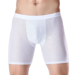 Roupa interior de bambu respirável masculina seca rápida, calcinha de malha, boxer longo para homens, cuecas, cuecas