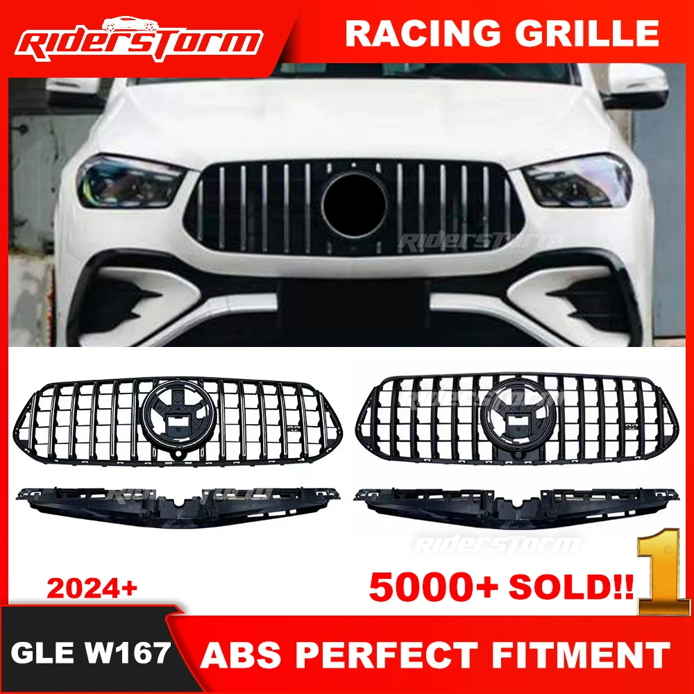 New Arrival for 2024y+ GLE W167 Front Bumper GT Grille For Merced New GLE Class GLE350 GLE450 W167 Panmerica Grille W167 GT Grid