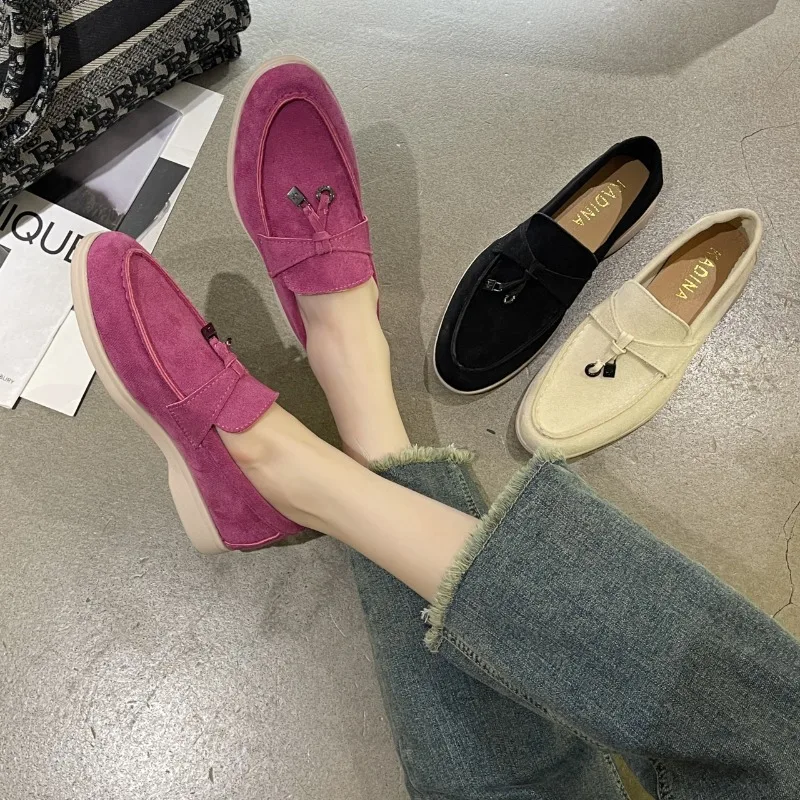 Spring and Autumn New Large Size Soft Sole Loafer Women's Shoes British Style Flat Shoes Comfortable Commuting Shoes