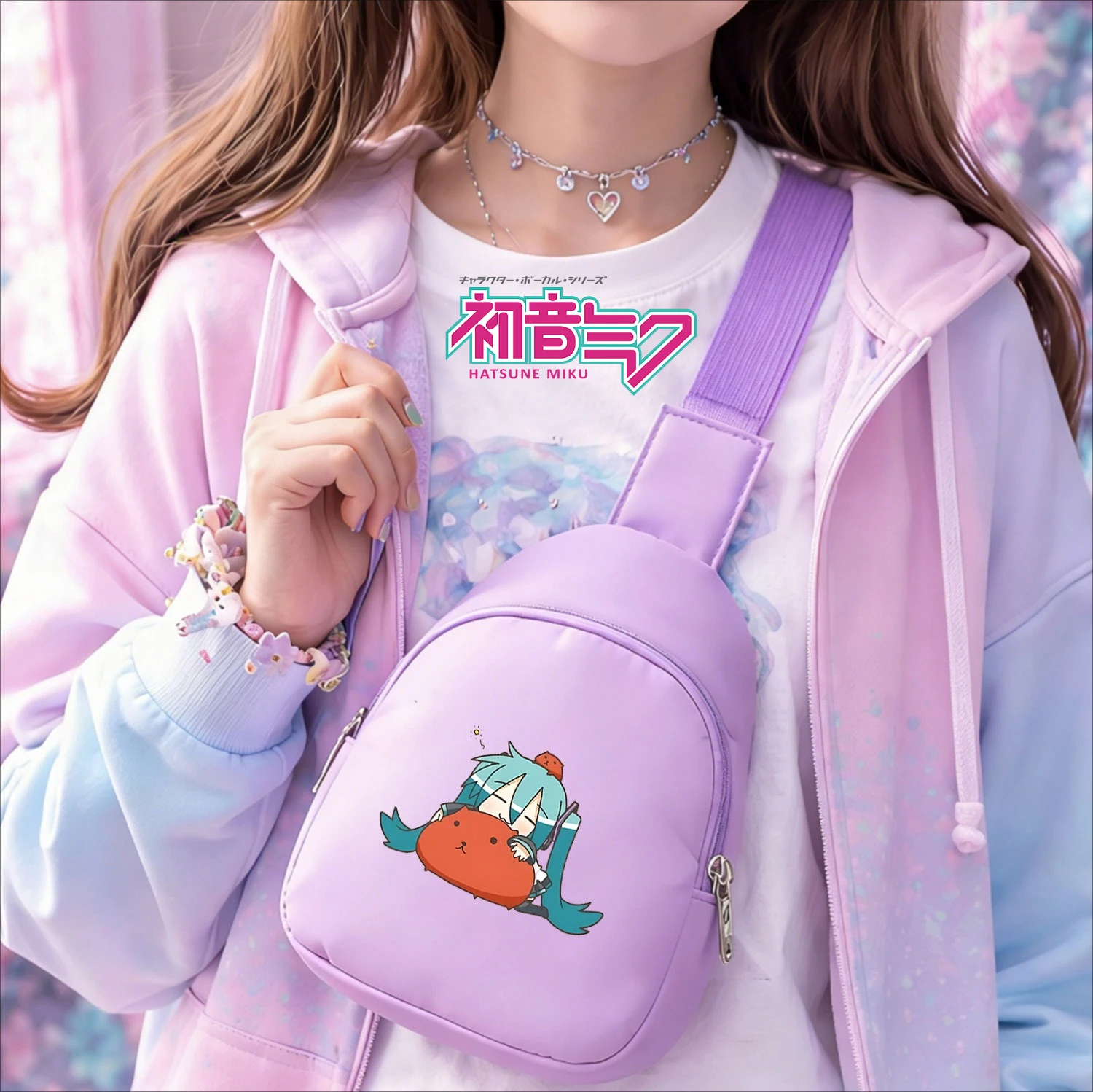 Linda Riñonera de Nailon de Hatsune Miku - Bolsa Coleccionable Estilo Chibi para Fans del Anime, Regalo Ideal para Conveniones y Cosplay