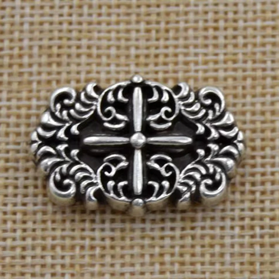 DIY leather craft hardware accessories, antique silver/antique bronze arabesque cross and decorative buckle, 25mm, (2 pieces)