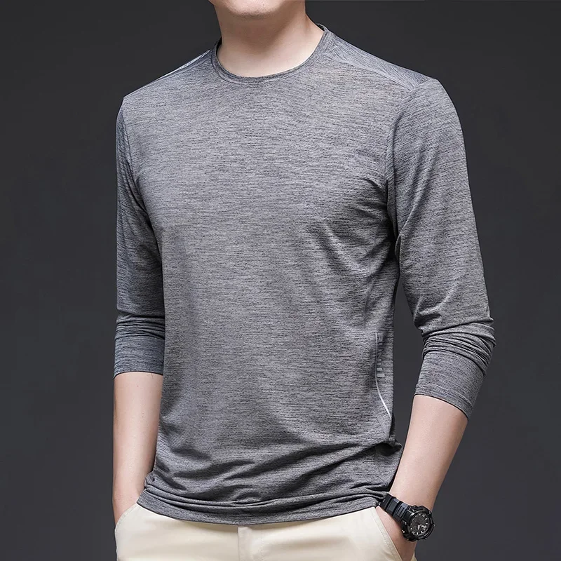 

Round Neck Causal Pullover Long Sleeve Shirt Tops Sport Athletic Men Spring Autumn Sweatshirt T-shirt Fashion Lightweight Blouse