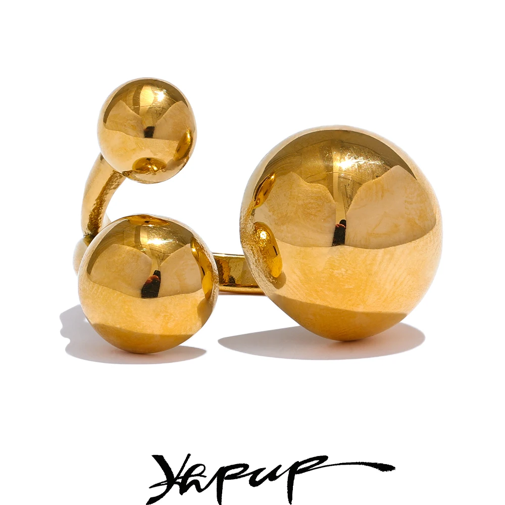 Yhpup personnalisé boule en acier inoxydable creux anneau doré tache moins métal à la mode polyvalent bijoux étanche nouveau