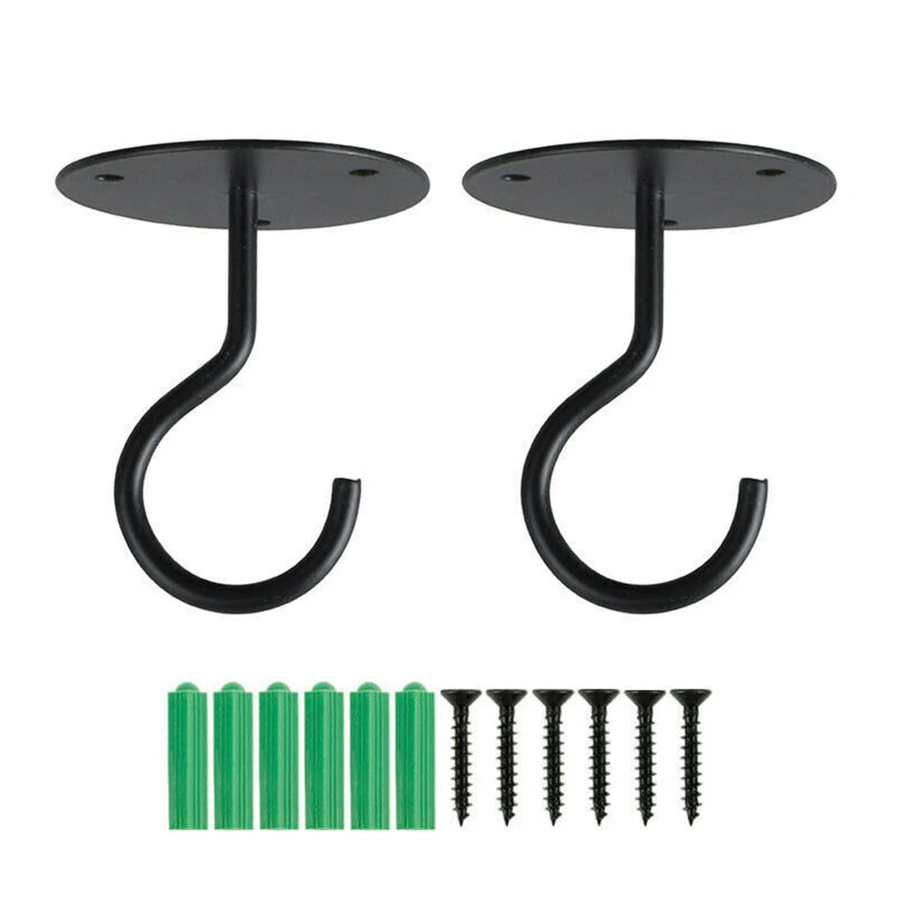 14 Buah/Set Kait Gantung Tanaman Kamar Mandi Balkon Braket Keranjang Kait Langit-langit Hitam/Putih Kait Gantungan Tanaman