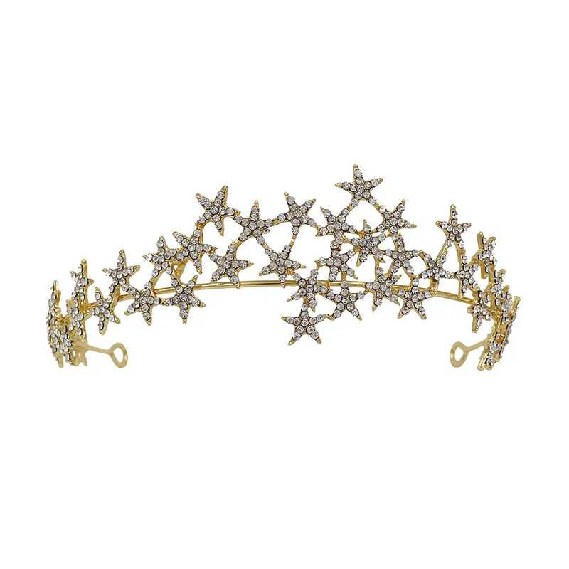 Bridal Crown Headdress Hot Hair Band Accessories Five Pointed Star Rhinestone Wedding Dress Styling Wedding Accessories