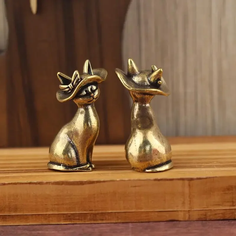 Brass Princess Cat Statue Princess Cat Statue Creative Animal Desk Ornaments Desktop Home Decor Collection Cute Statue Ornaments