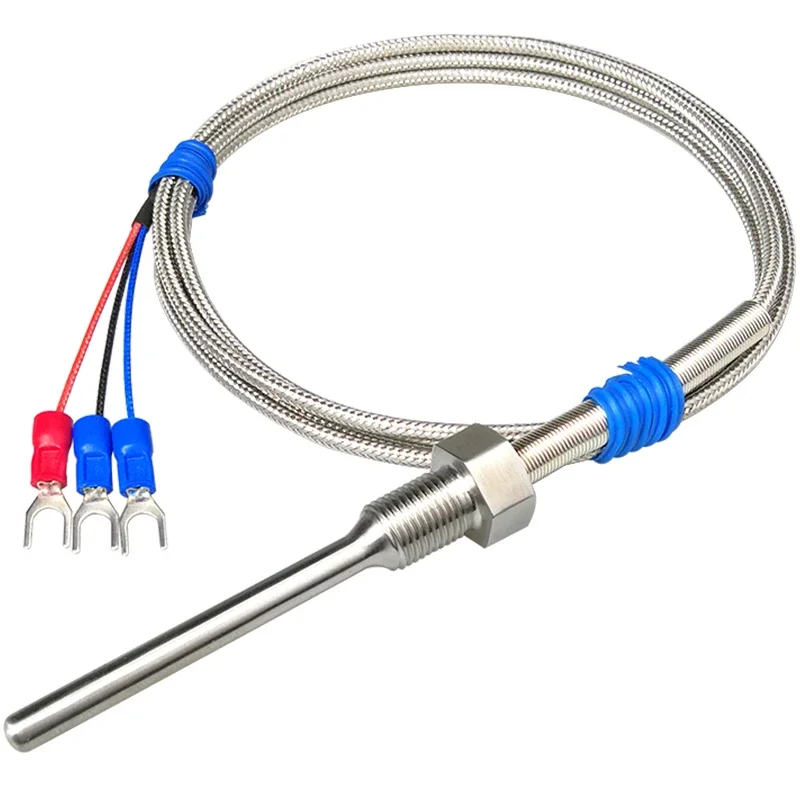 Stainless steel waterproof fixed thread Pt100 platinum thermistor temperature sensor K/E type thermocouple temperature probe