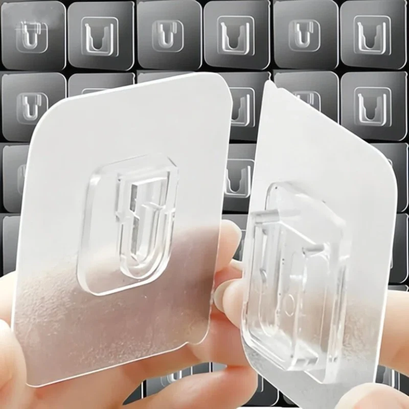 Doppelseitige Haken mit Starker Klebkraft, Transparente Spurlose Wandhaken für Küche und Schlafzimmer, Aufbewahrungshalter, Stecker- und Steckdosenhalter