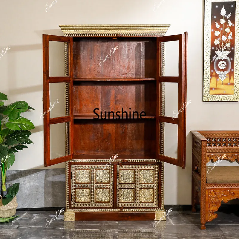 Multi-layer partition rack Solid wood Bogu rack Tea set rack New Chinese display cabinet