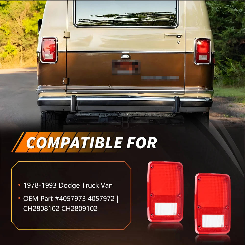 

2Pcs For 1978-1993 Dodge B100 B150 B200 Plymouth PB100 PB150 PB200 Rear Tail Light Reverse Light Backup Light Brake Light Cover