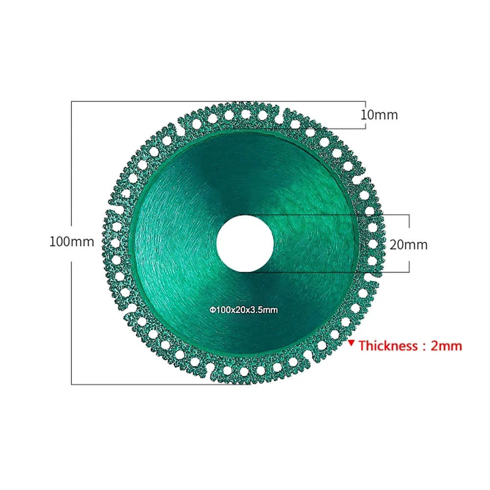 Disco de corte de diamante multifuncional, hoja de sierra de 100mm, diámetro de 20mm, herramientas de amoladora angular de corte de tubería de PVC, cerámica, azulejo de mármol, 1 unidad