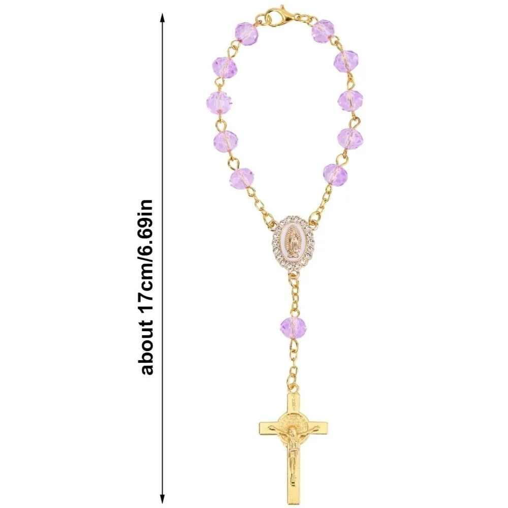 Cross Pendant Car Rosary Beaded Steering Wheel Compatible Car Hanging Ornament Rearview Mirror Hanging Cross Pendant Hanging view 3