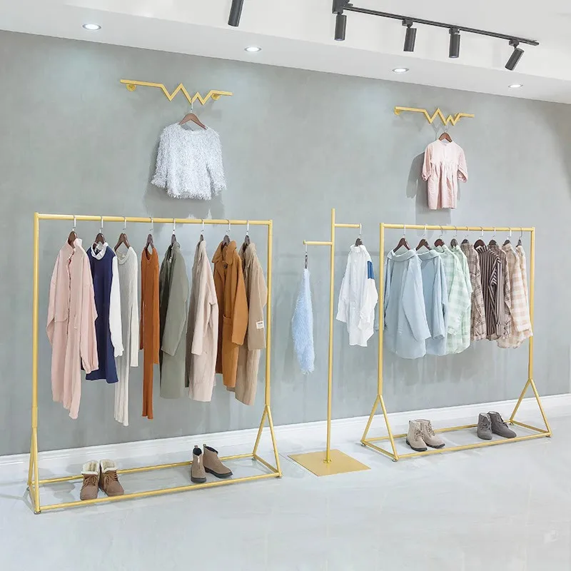Custom Hot Selling Clothing Store Display Rack Hanging Clothes Rack Clothing Rack Floor Standing Men's and Women's Clothing Stor