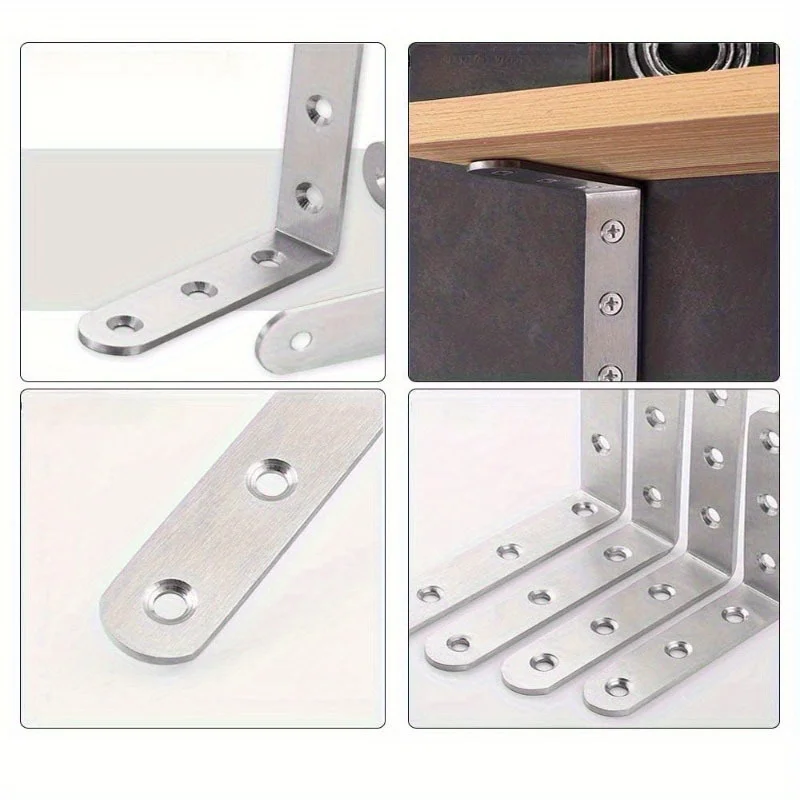 10pcs 90 องศามุมสแตนเลสมุมรั้งวงเล็บสําหรับเก้าอี้/ชั้นวาง/ตาราง Wall Mount แขวน