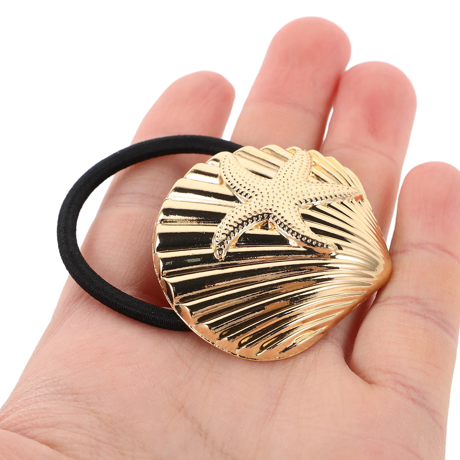 

2pcs Vintage Sea Star Hair Ties Metal Shell Charm Scrunchies Thin Elastic Ponytail Holders For Women Stretchy Hair Accessories