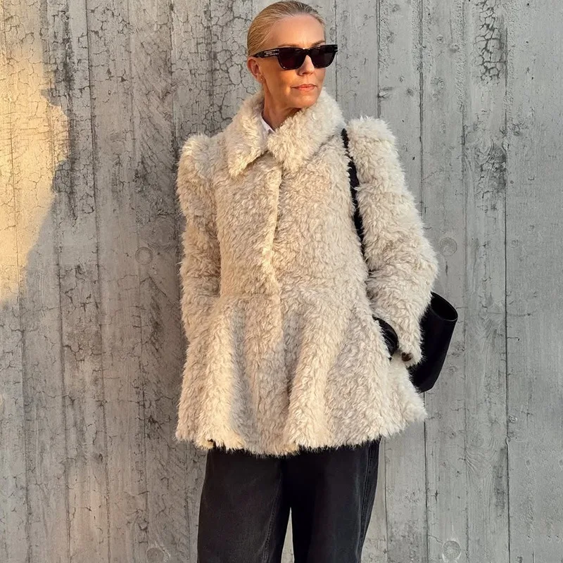 Ticketsx موضة التلبيب فو الفراء معطف المرأة أفخم المرقعة سليم سميكة سترة خمر عادية جديدة شتاء دافئ الإناث أبلى #2