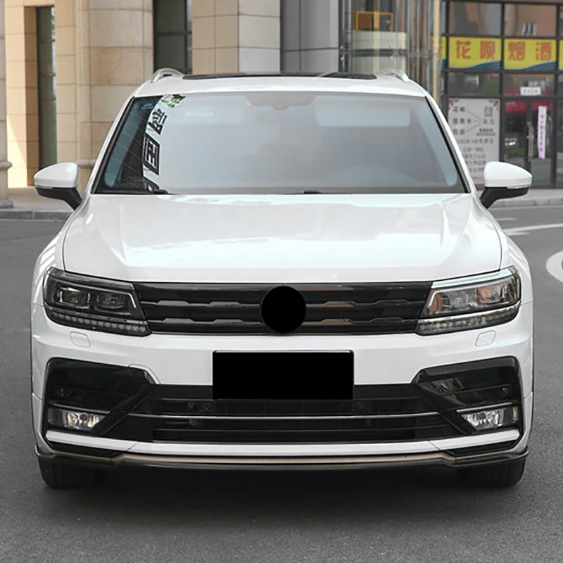 LHD for Tiguan L 2017-2021 Glossy Black Front Bumper Mesh Center Grille Grill Moulding Strips Cover Trim