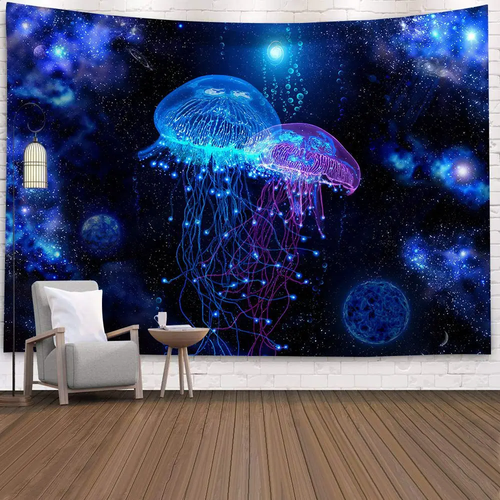 Starry Sky Cosmic Fluorescent Tapestry Colorful UV Reaction  Home Decoration