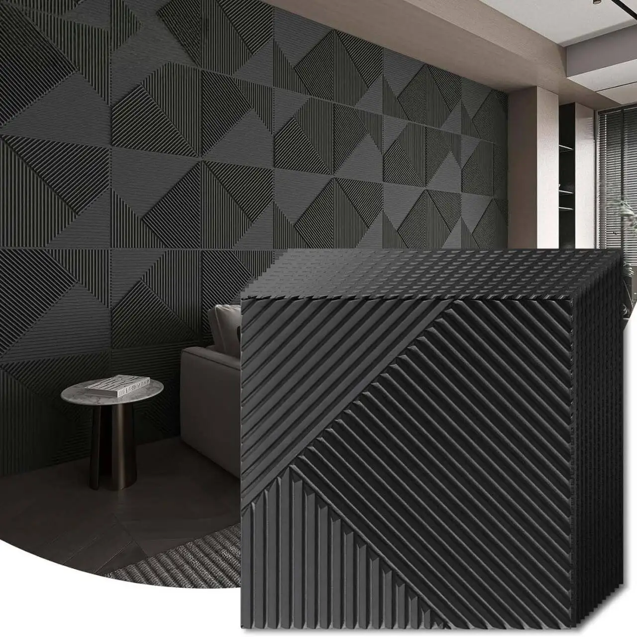 

12PCS 30x30cm House Wall Renovation Geometric 3D Wall Panel Self-adhesive Sticker Art Tile Wallpaper Room Bathroom Ceiling
