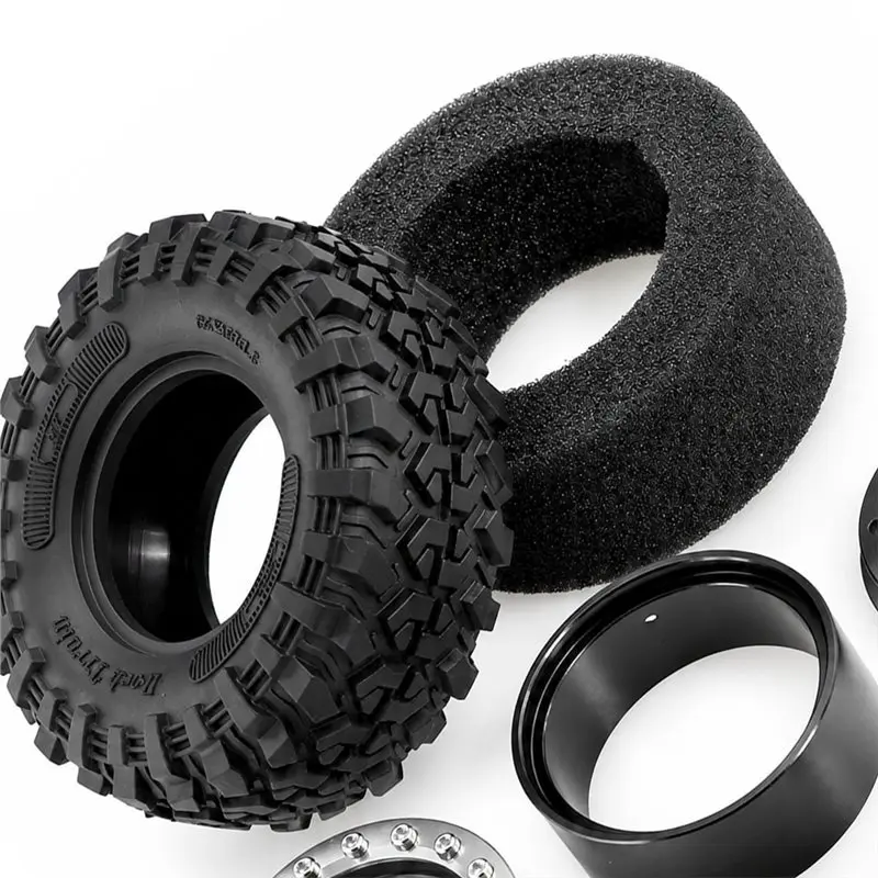 YSUN-1.3 Inch RC Beadlock Wheel & Tire Set RC Crawler Upgrade Parts For MJX H18P 1/18 For Ford Bronco RC Off-Road Truck Red view 5