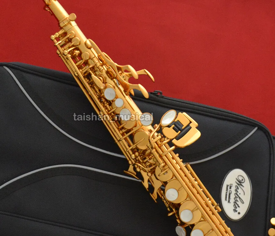 노란색 황동 소프라노 색소폰 골드 파이프 색소폰 색소폰 곡선 벨 WSS-651