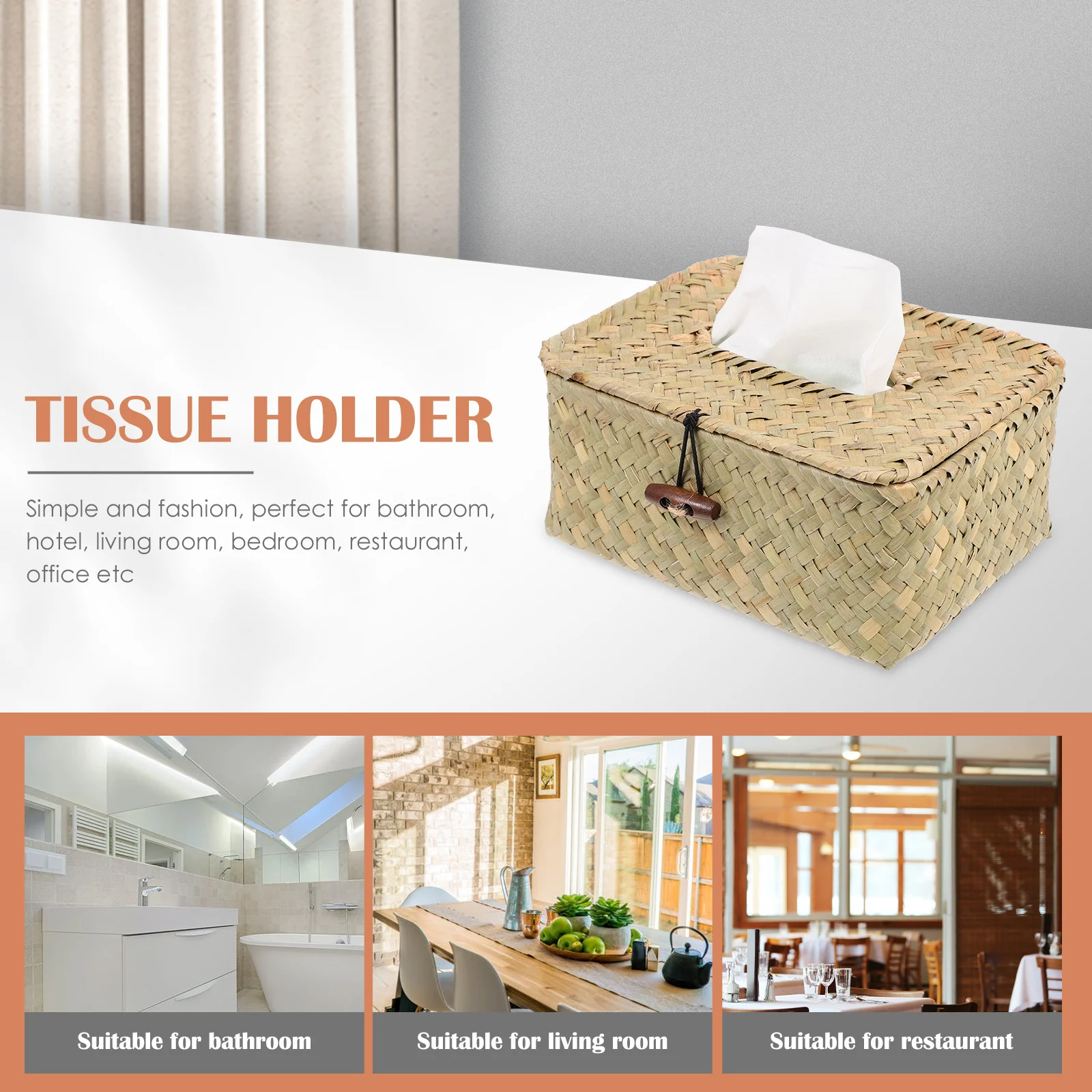 

Creative Country Style Tissue Holder Multi Functional Sturdy for Living Room Bedroom Hotel Paper Case