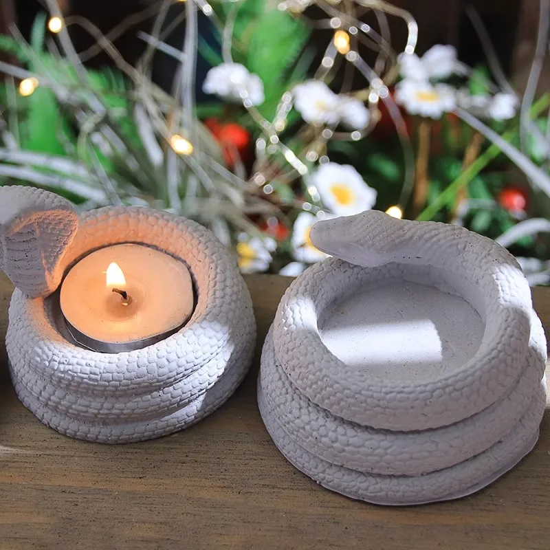 Homemade Winding Disc Snake Candle Holder, Silicone Mold, Plaster Ornaments, Cement Concrete, Candle Mold