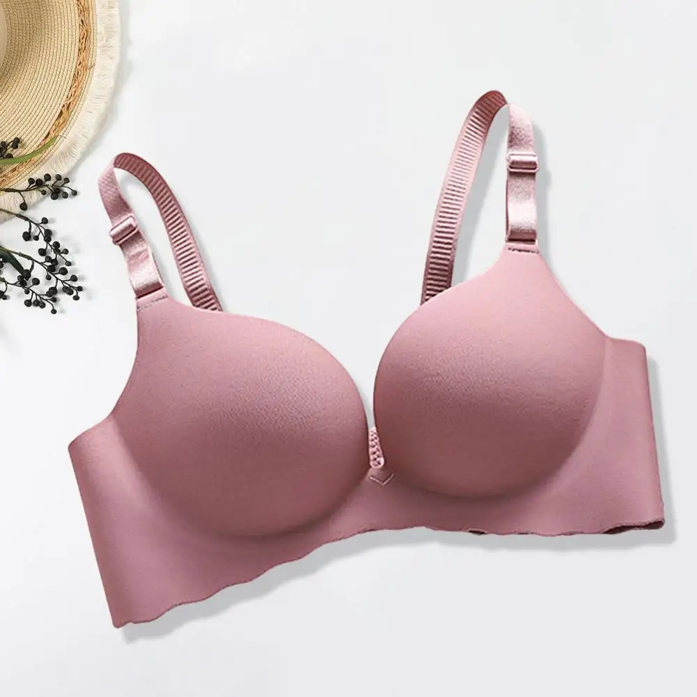 3/4 Cup Padded Wire Free Adjustable Shoulder Straps Lady Bra Seamless Push Up Thin Underwear