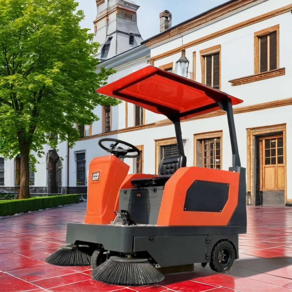 

Commercial 48V Electric Ride-On Street Sweeper Machine Garden Pavement Cleaner With Core Brush And Battery Motor