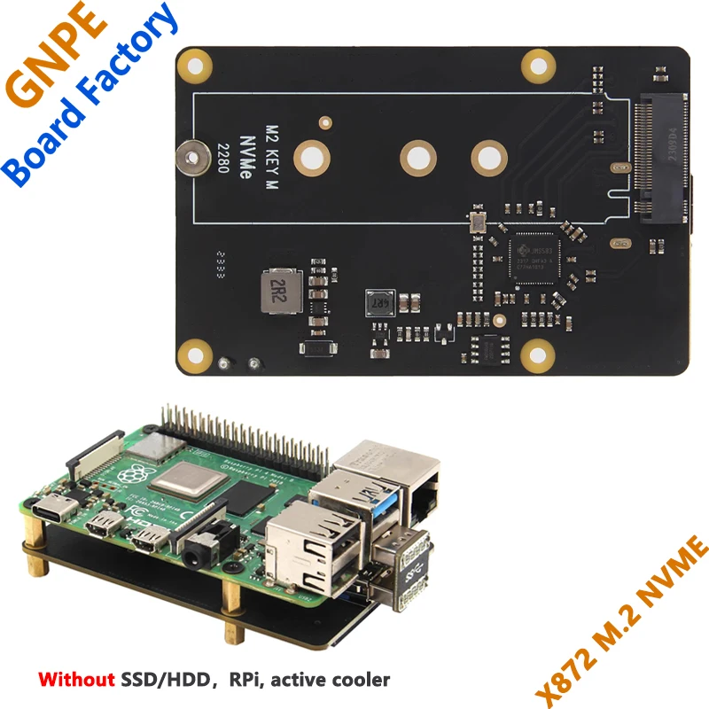 

Raspberry Pi 4 X872 USB To M.2 NVMe SSD Expansion Board NAS Support Boot From SSD