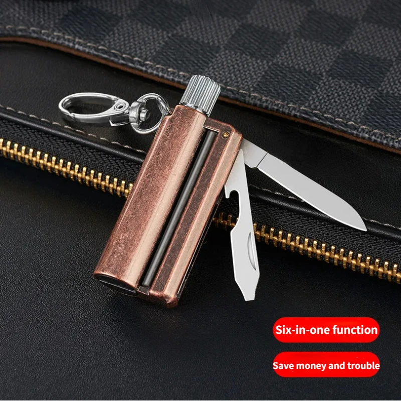 Multifunction 10000 Match Wholesale LighterCreative Key Pendant Outdoor Portable Kerosene Flint Cigarette Accessories Men\'s Gift