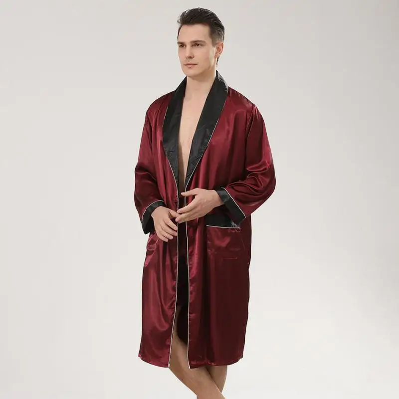 Ensemble de vêtements de nuit à manches longues pour hommes, chemise de nuit décontractée pour hommes, robe à revers et short, vêtements de nuit