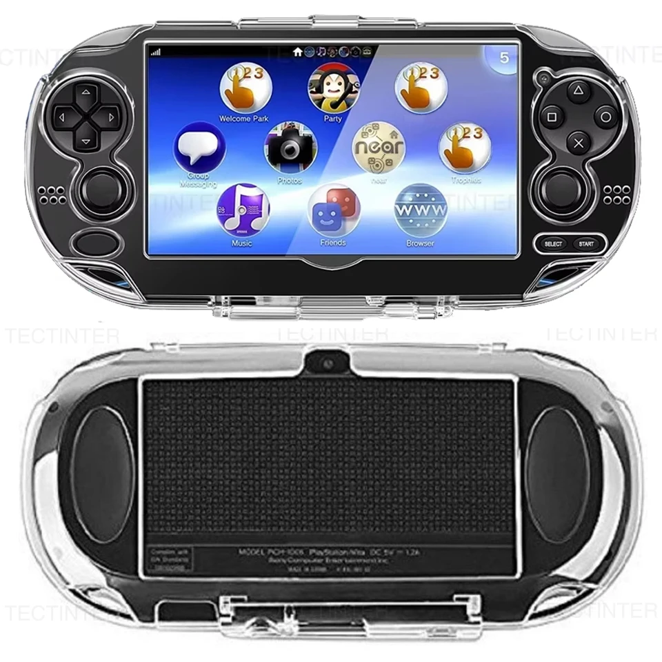 Capa Protetora Transparente de Cristal para Console PS Vita 1000, Capa Protetora Transparente para Acessórios de Jogos Sony PSV 1000