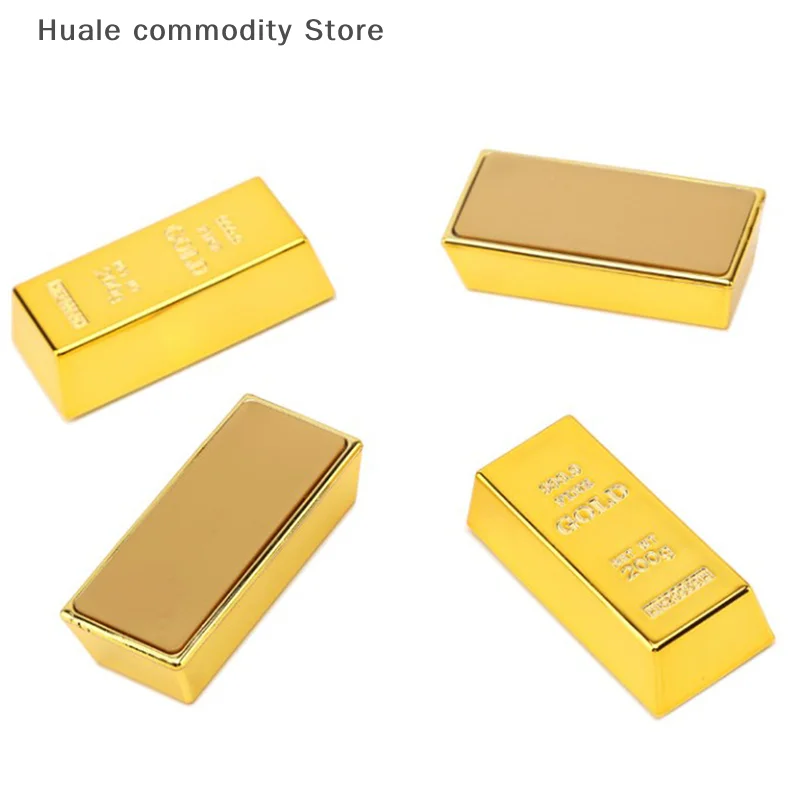 1pc Fake Gold Bar Creative Golden Brick Simulation Hollow Gold Bullion Movie Prop Novelty Joke Gift Decorative Prop For Party