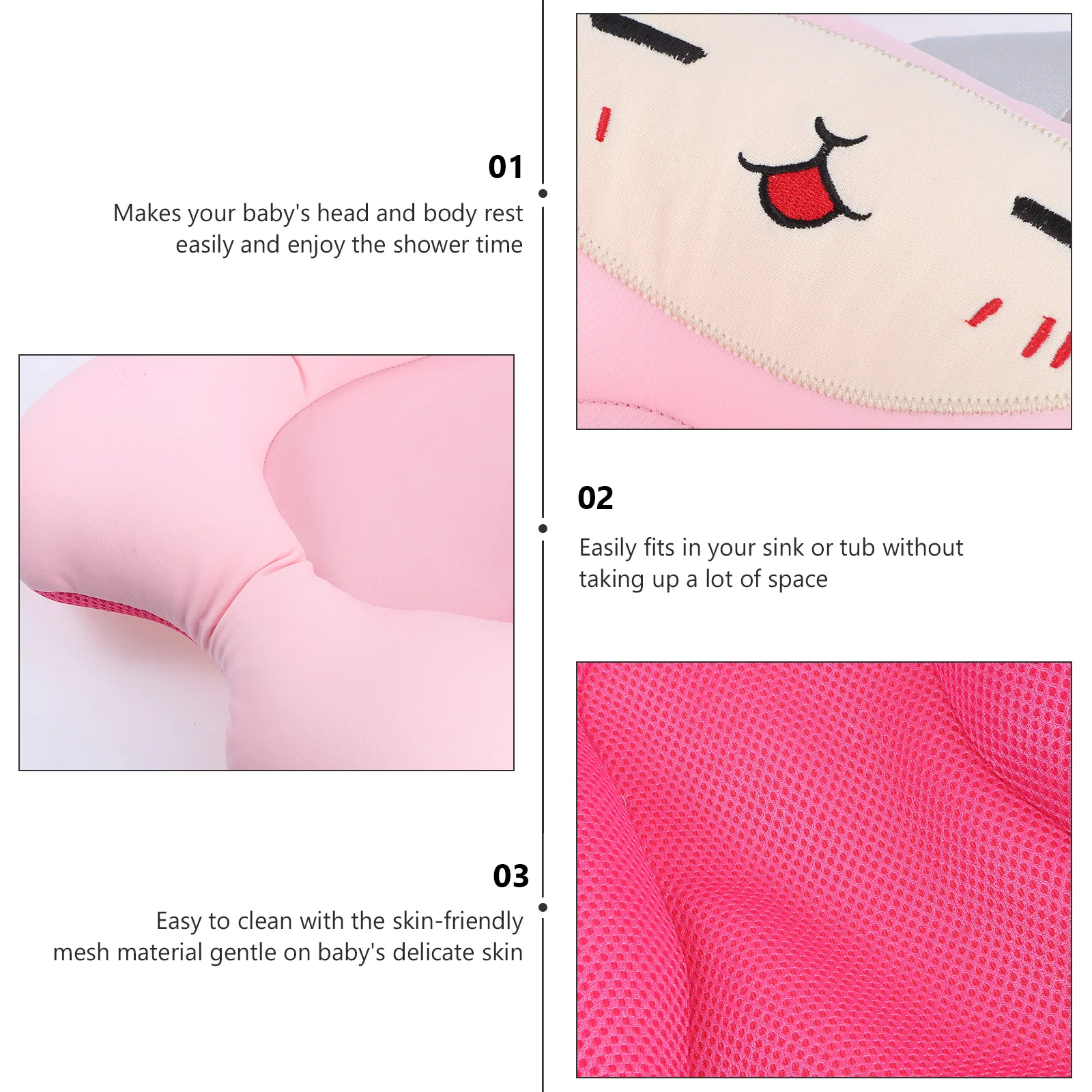 

1pc Shower Cushion Newborn Bath Support Bathtub Mat Infant Bath Time Non-Slip Mesh Material Adjustable Length For Sink Tub